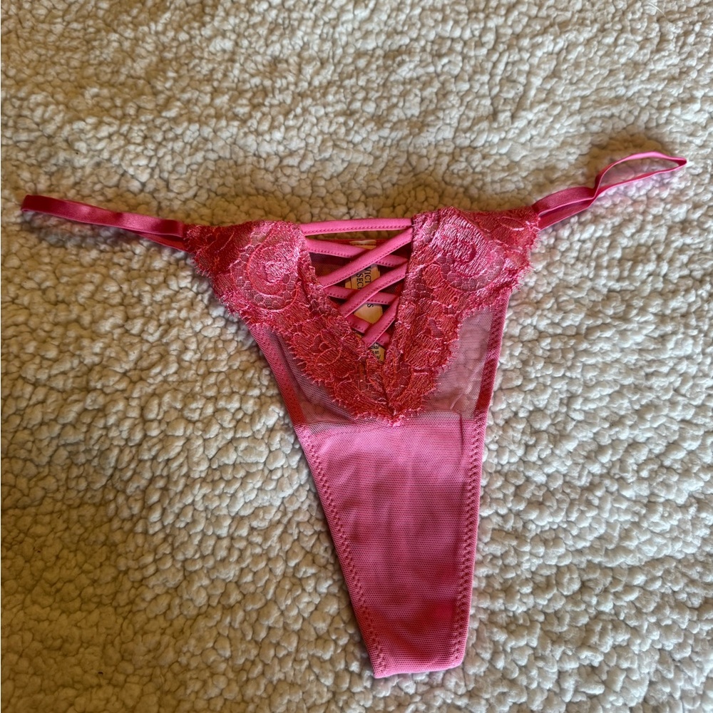 Victoria's Secret Pink Lace Crisscross Thong